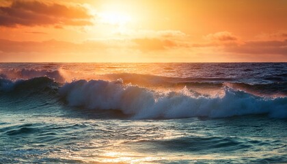 sunrise light shining on ocean waves