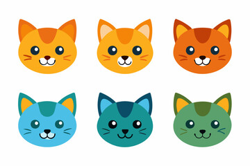 Icon related mascot cat head set logo