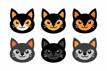 Icon related mascot cat head set logo