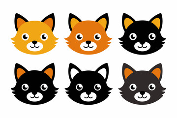 Icon related mascot cat head set logo