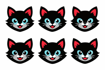 Icon related mascot cat head set logo