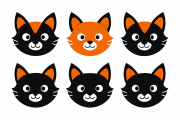 Icon related mascot cat head set logo