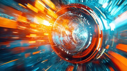 Futuristic Digital Clock Design, an abstract representation of time technology with intricate patterns and vibrant colors, creating a dynamic and immersive visual experience.