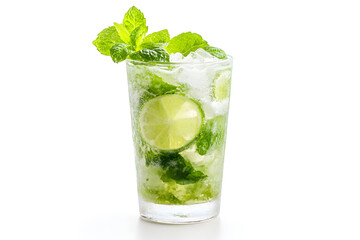 Glass of mojito isolated on white background