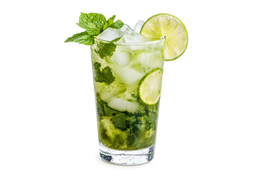 Glass of mojito isolated on white background
