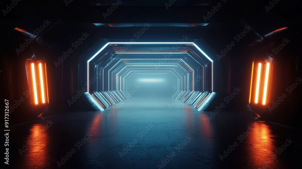 Poster futuristic technology landscape, a vibrant backdrop featuring advanced tech elements and dynamic lig
