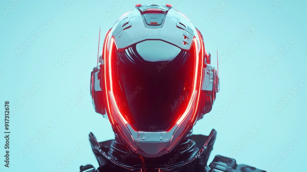 Poster futuristic ai head with glowing lines, a sleek design illuminated by vibrant neon patterns, set agai