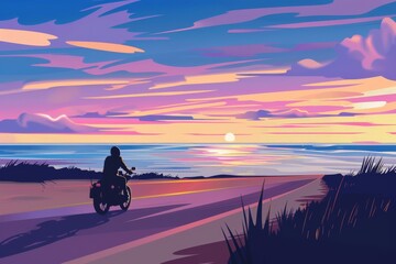 Autumn Motorcycle Ride through a Serene Forest - Generative AI. Beautiful simple AI generated image in 4K, unique.