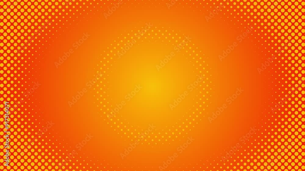 Poster abstract glowing yellow color halftone motion background. moving dots seamless loop. abstract animat