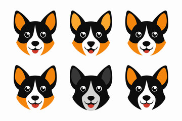 Icon related mascot dog head logo set vector design