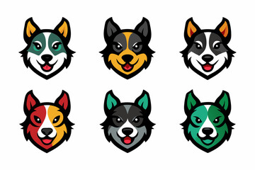 Fototapeta premium Icon related mascot dog head logo set vector design