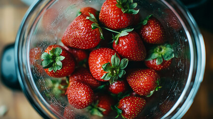 strawberries in a fruit blender
