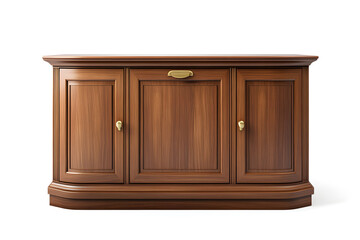 Vintage wooden sideboard with drawers and cabinets isolated on white