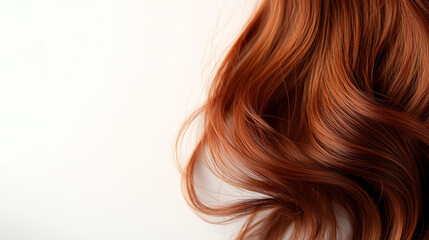 Naklejka premium Long red wavy hair on a light background.