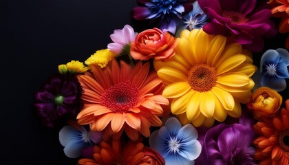 vibrant flowers contrast beautifully against a dark black background flowers colorful vivid contrast dark background