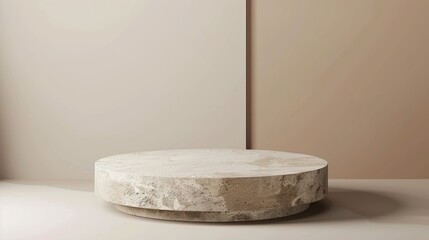 Minimalist 3D product display stand. Beauty product presentation stage with stone stand on mockup model. Abstract stand. Illustration created