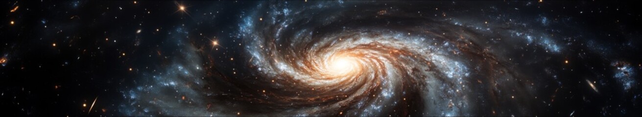 Fototapeta premium Galactic Whirlpool: A High-Resolution View of a Spiral Galaxy with Bright Stars and Nebulae, Perfect for Space Themed Projects and Astronomical Research.