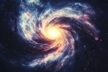 Obraz premium Cosmic Whirlpool: The Enigmatic Depths of a Spiral Galaxy with Swirling Stars and Nebulae, Unveiling the Mysteries of Deep Space.