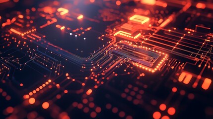 Obraz premium Abstract Close-up of a Glowing Circuit Board