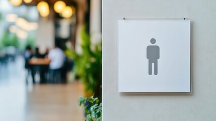 A men's bathroom sign displayed on a wall, indicating restroom facilities in a modern setting.