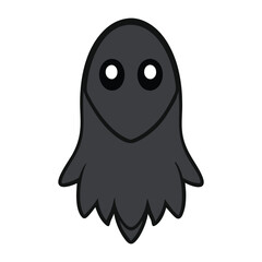 Cute Black Ghost Halloween Vector Illustration