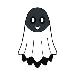 Cute Black Ghost Halloween Vector Illustration