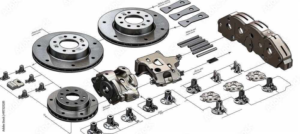 Aufkleber step-by-step guide to installing brake pads with clear illustrations and labeled parts