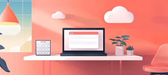 Modern Personal Cloud Storage Management on a Sleek Laptop in a Cozy, Light-Filled Apartment