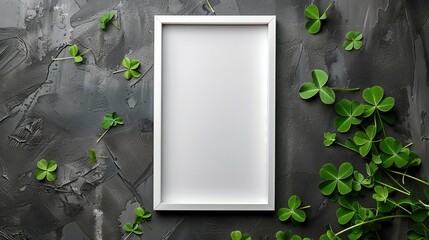 Vertical photo framed with white paper on a flat surface with clover petals