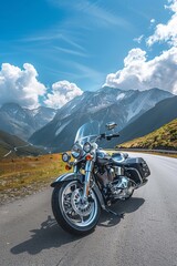 Touring Motorcycle on Scenic Mountain Highway for Durable and Comfortable Long-Distance Travel