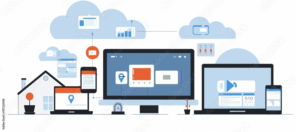 Poster seamless personal cloud storage management across multiple devices in a modern home setting