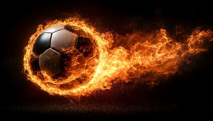 Naklejka premium energy football on fire