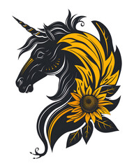 Obraz premium Pegasus frankenstein head leaf and flower icon mascot logo illustration