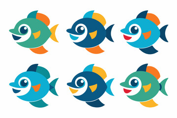 set of icons related mascot fish logo Vector design