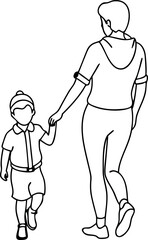 Parent And Child Holding Hands Line Art Illustration