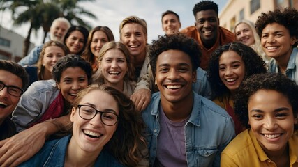 Diverse Group Celebrating Unity and Inclusion with Joyful Smiles