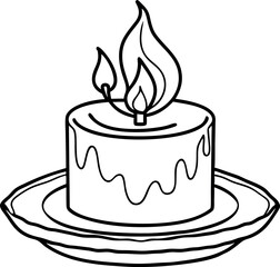 Hand-Drawn Burning Candle On Plate Illustration