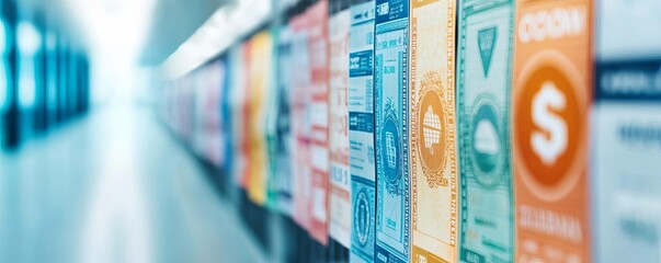 E-commerce site displaying global promotions, close-up of banners with various currencies and languages, international marketing