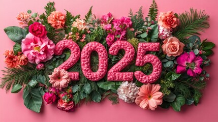 A flowery design with the number twenty-five written in pink