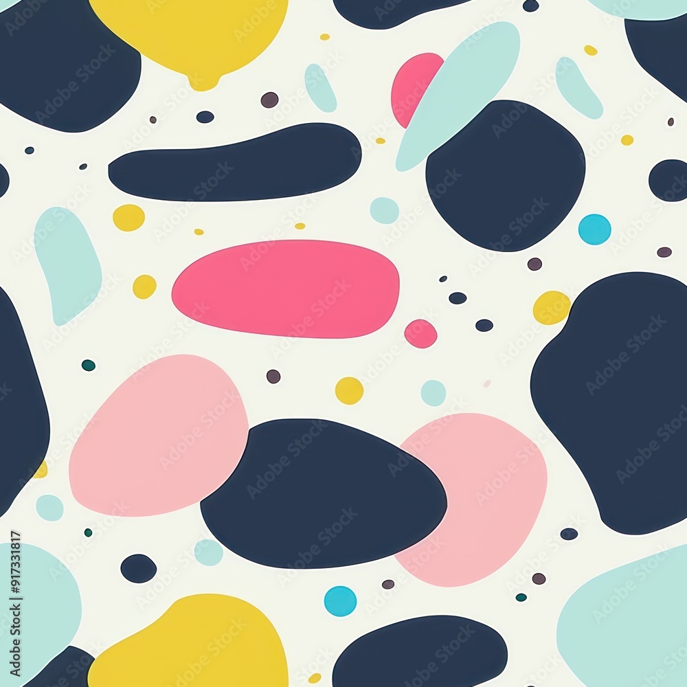 Wall mural abstract seamless pattern with colorful shapes.