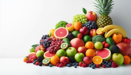 Colorful assortment of fresh fruits and vegetables.