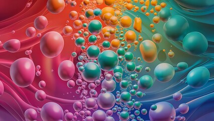 wallpaper background with flying bubbles on a colorful background