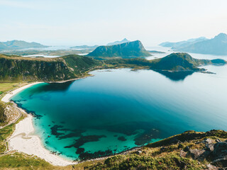 Fototapeta premium Norway, Lofoten, The Lofoten Islands, water, Mannen, view, landscape, nature, sky, sea, mountains, summer, travel, ocean, clouds, tourism, view, fjord, norway, vacation, mountain, europe, scenic, norw