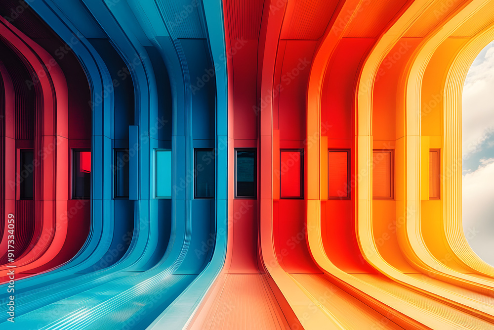 Poster vibrant color gradient abstract architecture 