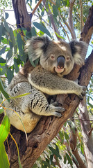Obraz premium Koala resting on a eucalyptus tree