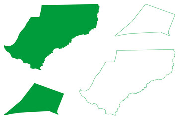 Cabixi and Teixeiropolis municipality (State of Rondônia or Rondonia, RO, Municipalities of Brazil, Federative Republic of Brazil) map vector illustration, scribble sketch Teixeirópolis map