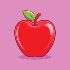 Cartoon Vector Icon of an Apple Fruit Illustration