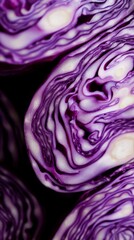Obraz premium Close-up of sliced purple cabbage with