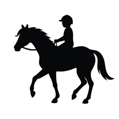 a child riding a horse vector silhouette isolated white background 