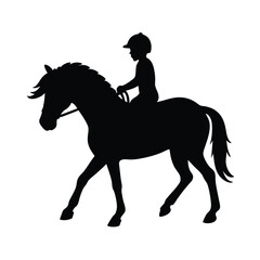 a child riding a horse vector silhouette isolated white background 